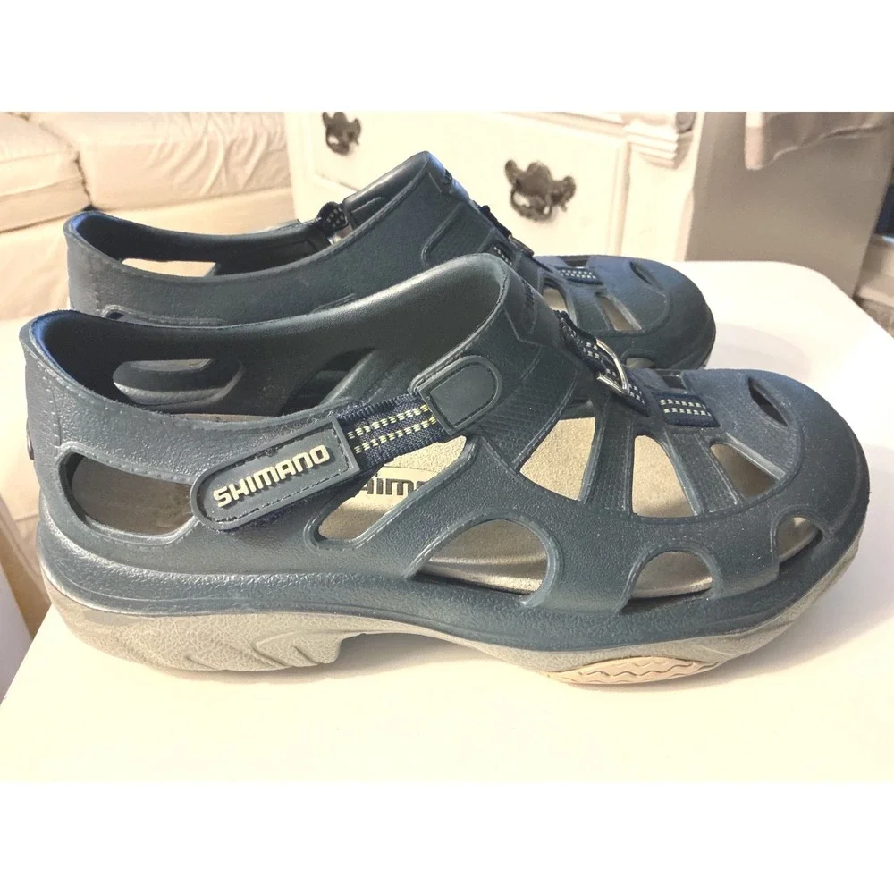 Shimano Evair Marine Shoes Navy Blue Fisherman Water Sandals Women size 9
